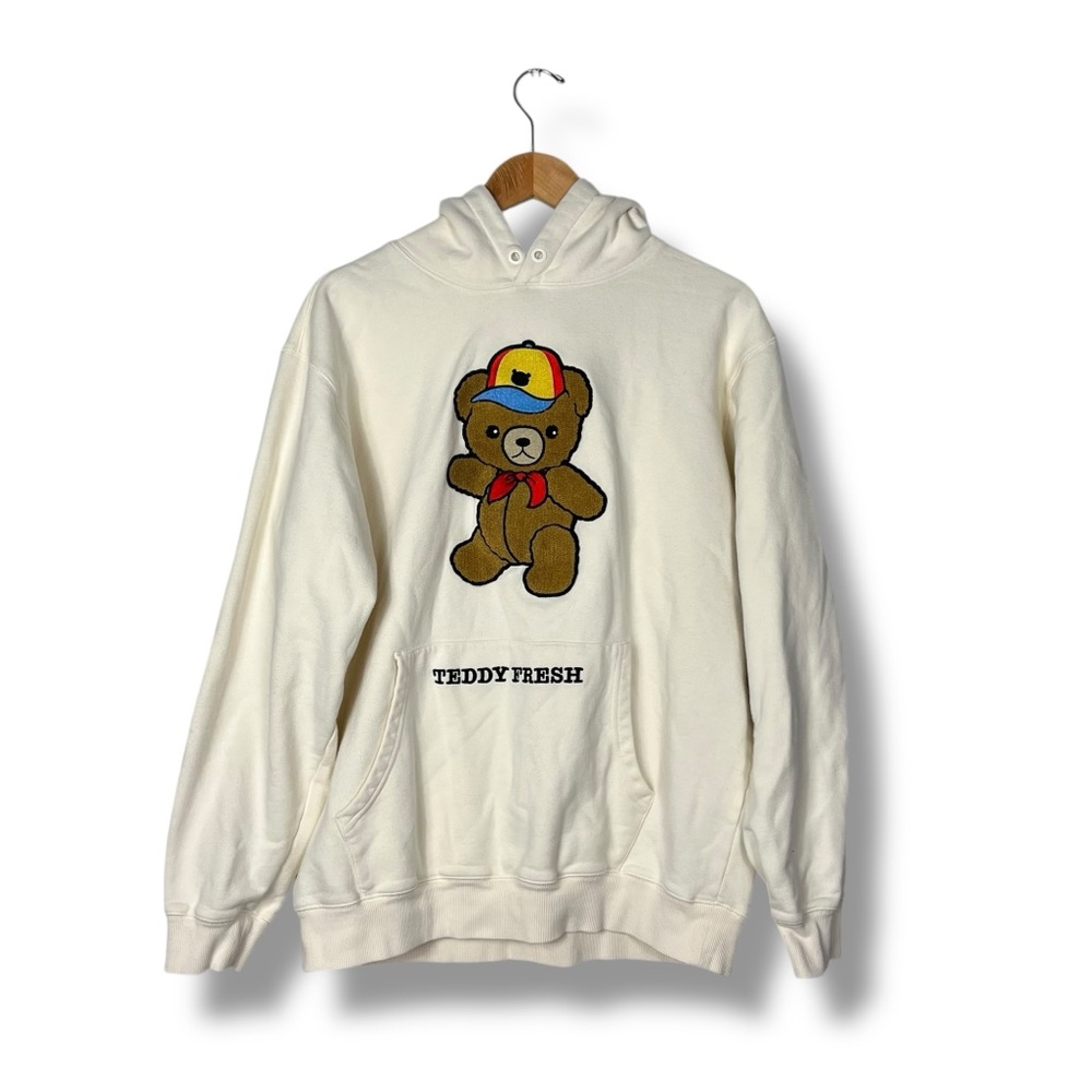 Teddy Fresh Chenille Teddy Bear Hoodie Embroidered Cream 2XL Preppy